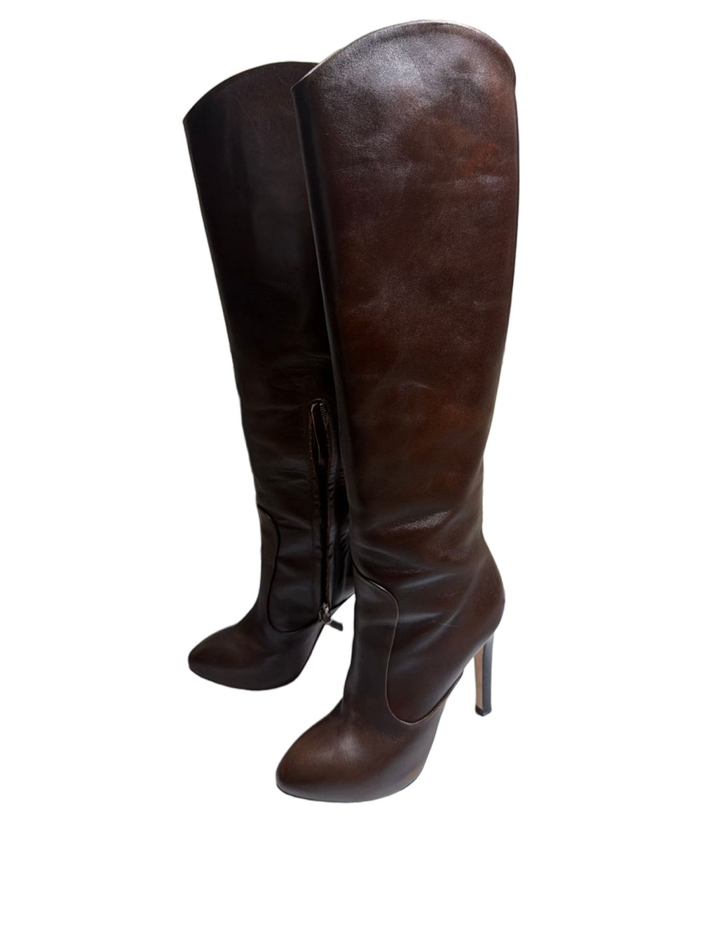 Giuseppe Zanotti Dark Brown Tall Leather Stiletto Boots